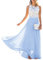 Minetom Femme D'été Robe de Soiree Élégant Maxi Longue Dentelle Mousseline sans Manche Cérémonie Cocktail Party Dress B Bleu 42