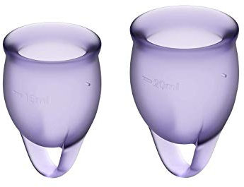 Satisfyer 'Feel Confident' Menstrual Cup Set Violet | Reusable Cups 15ml & 20ml | Soft Silicone, Leakproof