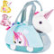BRUBAKER Einhorn Tasche Regenbogen - 20 cm - Plüschtier in Handtasche - Plüsch Stofftier Kuscheltier - Mint Blau