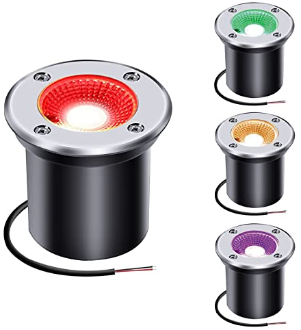 AHOTSUK RGB Garden Ground Lights Mains Powered Outdoor Garden Inground Lights LED Buried Lights 3W 12V P67 Waterproof Low Voltage Underground Lights for Garden, Patio, Step,Pathway