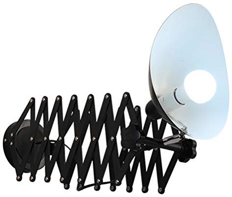 Schwarz Scheren Wandleuchte Verstellbare Teleskopausleger Wandlampe Vintage Ausziehbare Bettlampe Ziehharmonika Flexible Leselampe E27 Industrialleuchte, für Wohnzimmer Schlafzimmer Studie Büro
