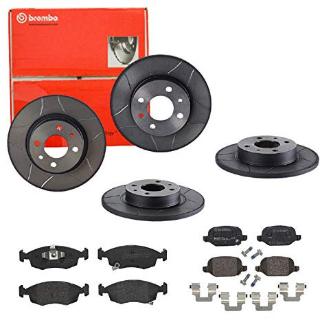 Brembo Bremsscheiben Max Line + Bremsbeläge Vorne und Hinten für für Fiat Panda