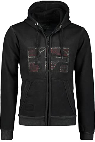 GEO NORWAY GOTZ Men - Sweatshirt Mit Kapuze Und Reißverschluss - Herren Logo Sweatshirts - Langarm Warmes Kapuzen Sweatshirt - Casual Sport Sweatshirt SCHWARZ - L