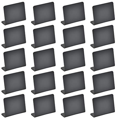 TPEMRPL Mini Tisch Tafel Set, 20 Stück Kreidetafel zum Beschriften, 10 x 7,5cm, Preisschilder mit Ständer, Tafelschilder, Mini Tafel alsTischkarten für Hochzeit, Party, Geburtstag