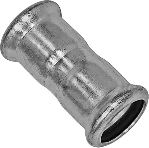 MegaHaustechnik Muffe 18x18 Pressfitting aus Edelstahl V4A für Rohr-Außendurchmesser 18mm zum Verpressen M-Kontur, Trinkwasser geeignet, VA INOX Kupplung Verbinder Doppelmuffe