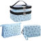 LEcylankEr Kosmetiktasche Damen Set 3 Stück Make Up Tasche Transparent Schminktasche Damen Doppellagige Kosmetiktasche Groß für Reise (Blau)