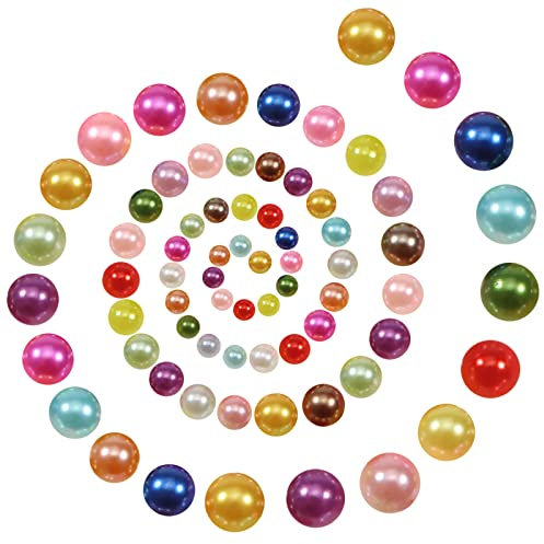 TOAOB 1000pcs Flat Back Pearls Flatback Pearls Beads Mixed Color Half Round Beads 4mm 6mm 8mm 10mm 12mm for Nail DIY Crafts Shoes Dress Phone Case Jewellery Making