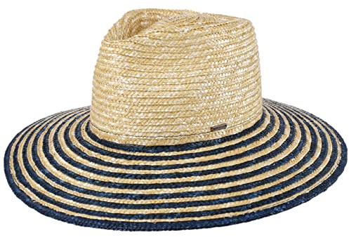 Brixton Joanna Festival Schlapphut Strohhut Sonnenhut Sommerhut Damenhut Gartenhut Strandhut (S (55-56 cm) - Natur-blau)
