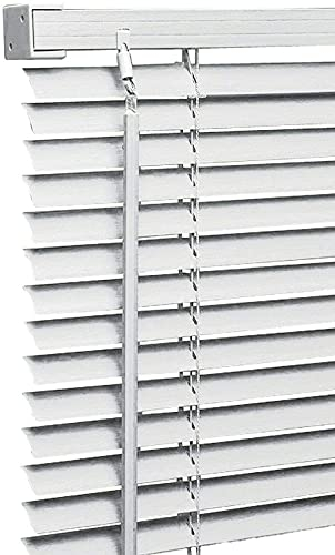 Ruby Deals PVC Venetian Blind Blinds Window 25mm Thin Slats Kitchen Windows Blinds Treatments Easy Fit Curtains Trimmable Fittings Home Office (White Blind, W120cm x L150cm)