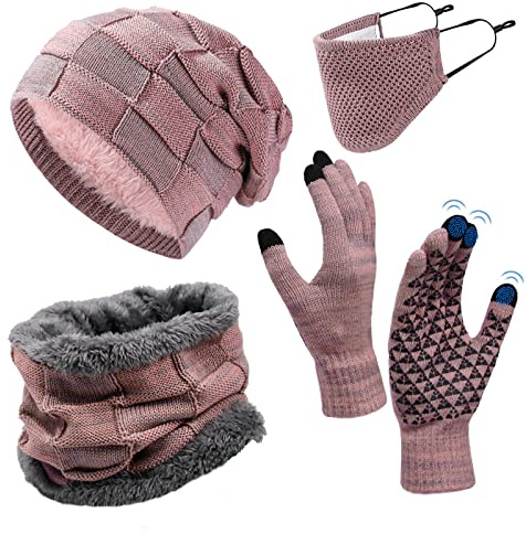 UPhitnis Mütze Beanie Herren Winter-Long Slouch Wintermütze Haube Herren-Beanie Damen mit Kariert Sehr Weichem Fleecefutter