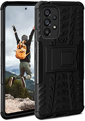 ONEFLOW Tank Case für Samsung Galaxy A53 5G Hülle Outdoor, stabile Panzerhülle mit Kamera und Display Schutz, sichere Handyhülle, TPU Handy Schutzhülle mit Ständer, Schwarz
