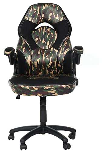 Mendler Bürostuhl HWC-K13, Drehstuhl Gamingstuhl, ergonomisch, verstellbare Armlehne, Kunstleder - Camouflage-schwarz
