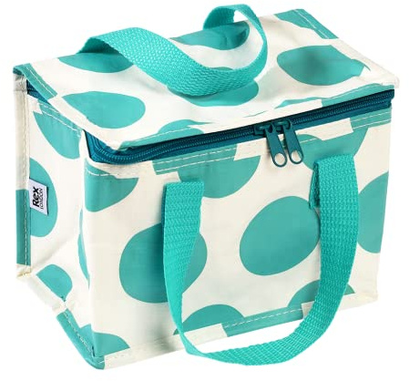dotcomgiftshop Rex London Turquoise on White Spotlight Lunch Bag