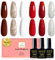 Yueshop Red Burgundy Glitter Silver Gold White Gel Nail Polish Set - 6 PCS, Soak-Off UV Gel Nail Varnish Manicure Kit For Festivals, Beauty (8ml)