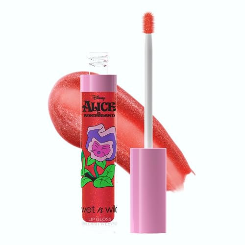 Wet n Wild Alice im Wunderland Lip Gloss, Hochglänzend und Leicht Getönt für das Ultimative Spiegel-Finish, Angereichert mit Vitamin E, Sonnenblumensamen und Arganöl, Kein Unkraut-Ton