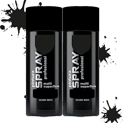 various Pintura Spray Negro Mate de 400 ml Adecuado para las Superficies de Metal, Madera y Plástico Pack de 2 Unidad
