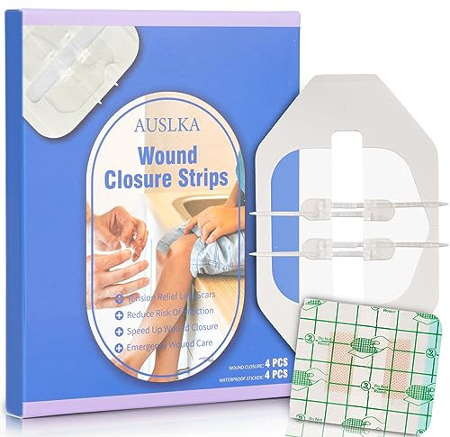 AUSLKA Butterfly Bandaids Wound Closure Strips - 4 Pcs Zip Stitch Wound Closure Strips