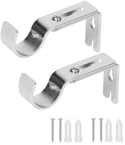 ENLACE Gardinenstange Halterung Verstellbare Metall Wandhalterung 2 Stück Gardinenstangenhalter,Silber Gardinen Halterung mit Schrauben für Hause Büro,Schlafzimmer Kleiderschrank,Schrank