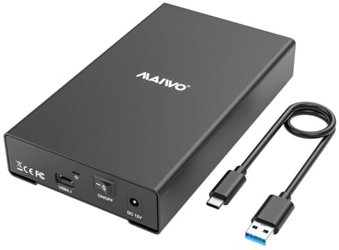 MAIWO Hard Drive Enclosure for 2.5 3.5 inch SATA SSD HDD, USB 3.1 GEN2 Type-C 10Gbps Speed with UASP, 24TB Capacity, USB to External SATA Hard Disk Adapter Reader Case