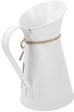 ABOOFAN Chalkboard Label Vase Milk Can Vase Milk Can Jug Dried Flower Pot Pitcher Vase with Handle French Flower Bucket Watering Can Tin Vintage Jug Metal Nordic White Gardening Supplies