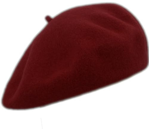 MELEGARI Baskenmütze für Damen | 100% Wolle | Margie Beret | Made in EU, Bordeaux 004, One size