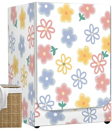 Odot Washer Dustproof Cover Front Load, Washing Machine Dryer Protector Sunscreen Waterproof Tumble Dryer Case Protective Cover for Most Front Loadi (watercolor flowers,M-capacity 8-10kg)