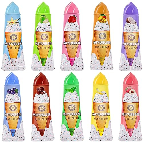 Loppdece 10 Stück Mini Handcreme Set, Feuchtigkeitsspendende Handcreme Mit Aloe Vera Und Vitamin E, 10 Duft Hand Tag Nachtcreme, Handcreme für Trockene Hände Füße Damen Geschenkset