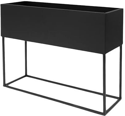 Spetebo Fioriera in metallo, misura XL, colore nero, con struttura, 42 x 35 cm, rettangolare, con fioriera, decorazione per interni, con vaso