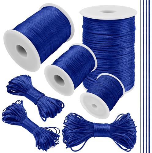 LEREATI Filo Nylon per Braccialetti 2.5mm x 20m Coda di Topo Cordoncino per Collane Filo Non Elastico per Braccialetti Resistente Filato Gioiello, Filo per Macrame, Perline, Fai da Te (Blu Reale)