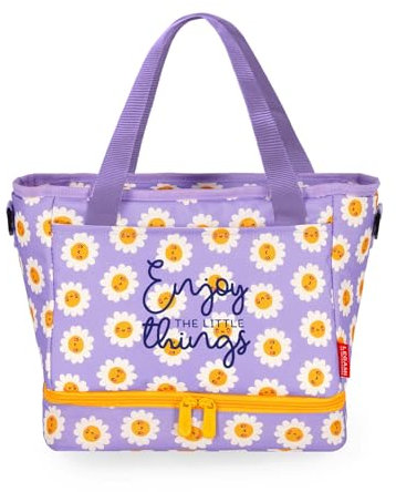 LEGAMI - Thermo-Lunchtasche, wärmeisolierende Tasche für Mittagessen, Büro, Arbeit, große Lunchtasche 10,8 Liter, verstellbarer Schultergurt, Schultertasche, Daisy-Thema, 33 x 22 x 15 cm