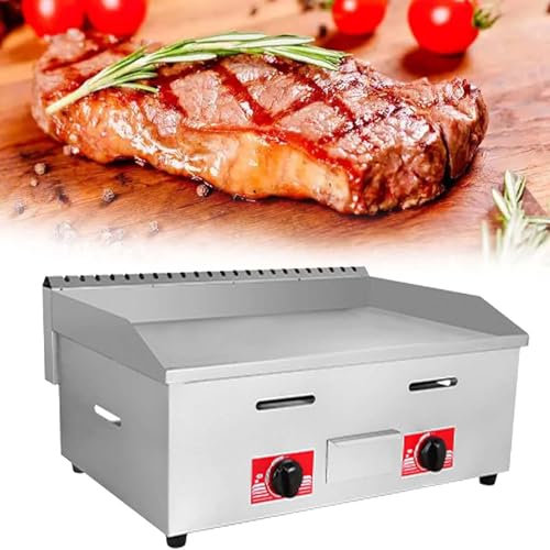 Gas Griddle Commercial Stainless Steel Heavy Duty Restaurant Outdoor Griddle Gas Burger Grill Baking Plate Large Non-Stick Burners Flat Hot Plate and Can Cook for BBQ Cooking Steak, Eggs, (Size:720)