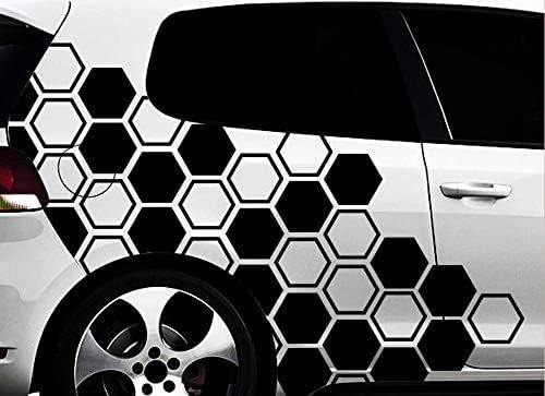 HR-WERBEDESIGN Hexagon Pixel Cyber Camouflage Honeycomb XXL Set Auto Aufkleber Sticker Tuning Wandtattoox