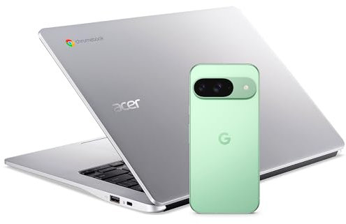 Google Pixel 9 - Smartphone Android sbloccato con Gemini, fotocamera avanzata, batteria con 24 ore di autonomia e display Actua da 6,3 - Verde matcha, 128GB + Acer Chromebook 314, Silver