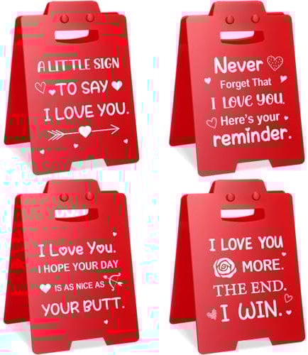 Threan 4 Pcs Romantic I Love You Signs Funny Valentines Day Gifts Acrylic Desk Decor A Little Sign To Say I Love You For Girlfriend Boyfriend Couple Wedding Birthday Marriage Anniversary