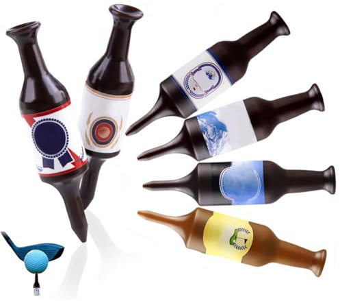 VPOUERY 6 Stück Golf-Tees Bierflasche Langlebige Kunststoff Golf Tee Zubehör Lustige Golf-Tees Golf-Geschenke für Männer Vater Golfer 9 cm/3.54 Zoll Golf-Tees