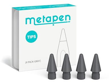 Metapen 4 Stück Spitzen kompatibel mit Apple Pencil Pro, USB-C, 2., 1. Generation und A8/A11/Air8/A14/D1-1:1 Originalgröße, Super Langlebig, Ersatz-Apple-Stiftspitzen, Hohe Empfindlichkeit (grau)
