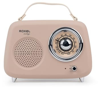 Roxel RFM01 Retro FM Radio Party speaker – Timeless Design, Superior Sound, FM Radio, MP3 Playback & Wireless BT Streaming, Perfect as a Gift (Cream)