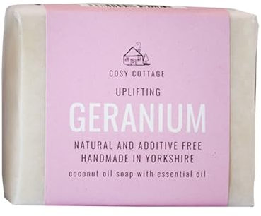 Cosy Cottage Natural Geranium and Sweet Orange Soap Bar - 110g |Handmade, Cruelty Free and Moisturising |Free from Palm Oil, SLS, Additive and Plastic