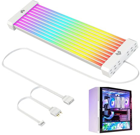 Synchronized PSU Cable,RGB PSU Extension Strip Cover Kit - ARGB Extension Cable Management, Synchronized Decorative 5V, with Diffused Soft Silicone Tube