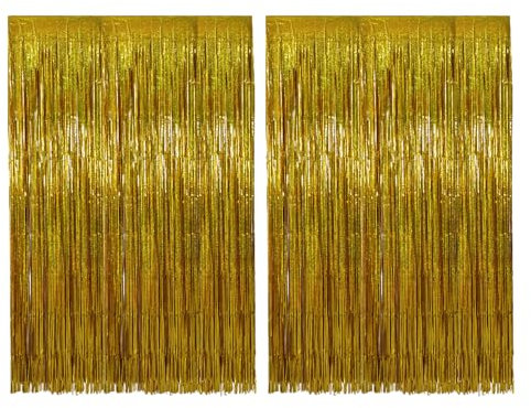 2 Stück Lametta Vorhang Gold,Vorhänge Gold,Girlande,Glitzer Party Foto Hintergrund,für Weihnachten,Silvester,Geburtstag,Abschluss Goldene,Hochzeit Deko,Geburtstagsdeko Dekoration,Banner,Abschlussfeier