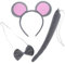 ABOOFAN 1set Cute Mouse Ears Headband Set Bowtie and Tail Adorable Cartoon Hairband for Parties Cosplay and Special Events Versatile Accessories for Women