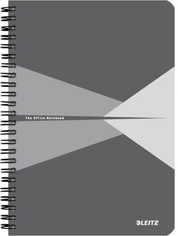 Leitz Office Collegeblock A5 liniert, Notizbuch mit Spiralbindung, PP-Einband, 360 Grad Öffnung, 180 Seiten / 90 Blatt FSC-zertifiziertes Papier (80 g/m²), für Büro & Schule, Grau, 44991085