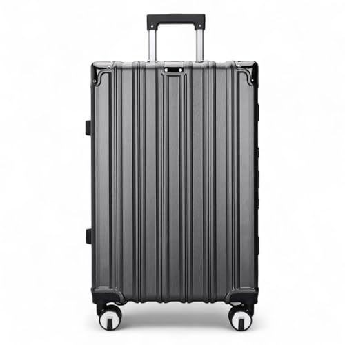 Infinity Leather Koffer Trolley Handgepäck Handgepäck Hartschale PC Reisetasche Leichtgewicht mit langlebigen 4 Spinner-Rädern (Grey, L76cm 110L)