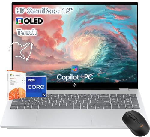 HP OmniBook 7 - Computer portatile touchscreen da 16 2K OLED 120Hz -Intel Core 9 270H Beat AMD Ryzen 9 8945H -64GB RAM -2TB SSD -Windows 11 Pro Office 365 - Business Computadora Portátil PC AI