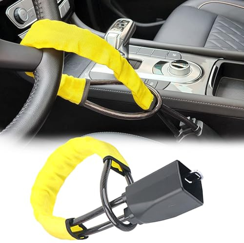 DASHENGFANG Steering Wheel Lock,for Audi Q4 e-tron 2022-2024 Car Steering Wheel to Seat Belt Locks,Steering Locks High Visibility Car Lock Anti-Theft Device,Yellow