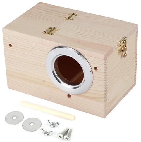 Smandy Vogelhaus aus Holz, Stabile Outdoor-Zuchtbox für Papageien, Leicht zu Reinigendes Design, 4,7 X 4,7 X, Zoll Großes Gartenhaus für Kleine Vögel