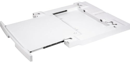 AEG A1WYHSK2 Montageset für Waschmaschine mit Ablage 52 – 67 cm und Sicherheitsflansch, platzsparende Säulenmontage, Schieberegal, kompatibel mit Frontlader, stabile Installation