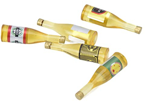Masyrt Lot de 5 mini bouteilles de bière modèle 1:12 Simulation Scène de vie Vivant Délicat Miniature Décoration de maison de poupée Accessoires de décoration