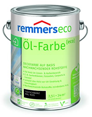 Remmers Dauerschutz-Farbe 3in1 [eco] tiefschwarz (RAL 9005), 2,5 Liter,für innen und außen, 3in1: Isoliergrund, Zwischen- und Schlussbeschichtung