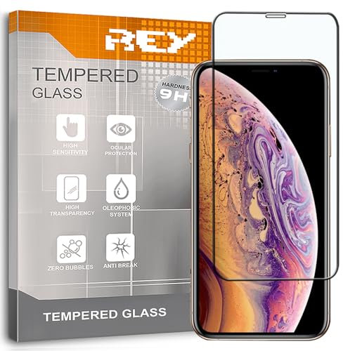 ELECTRÓNICA REY Verre Trempé 3D pour iPhone XS - iPhone 11 Pro, Noir, Protecteur d'écran qualité supérieure, Protection Complète, 3D, 4D, 5D